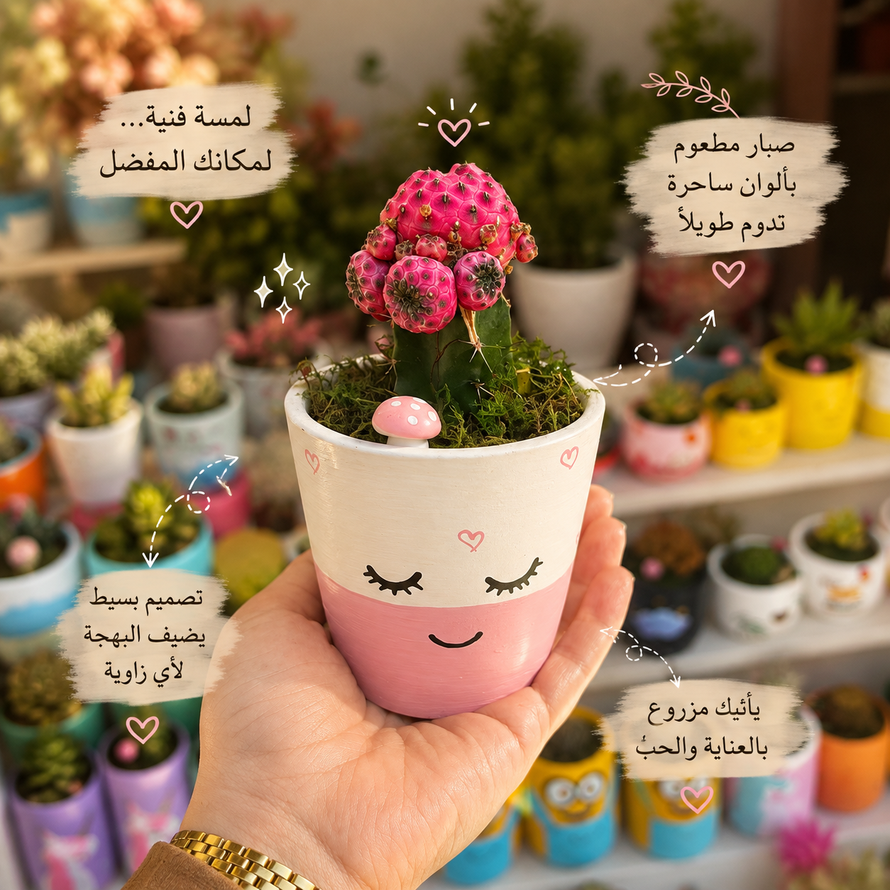 صبار مطعوم في بوت فخار